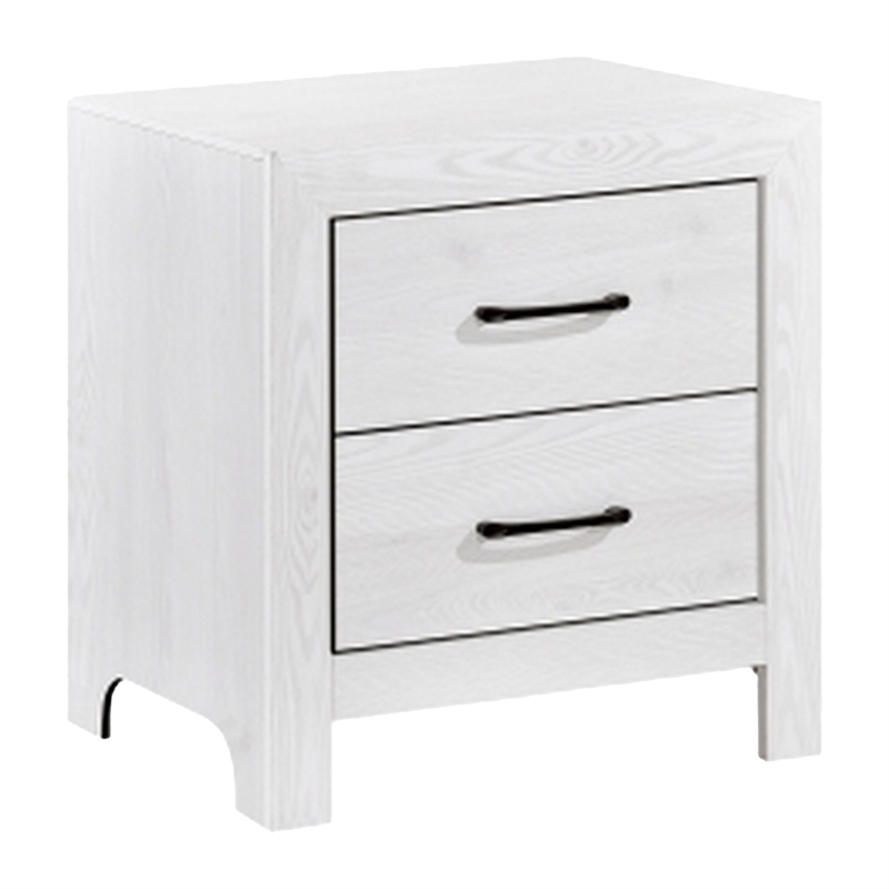 Pemberly Row 3 Piece Full Size Bedroom Set in White Panel Detail Handles