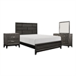 Pemberly Row 4 Pc Queen Bedroom Set Metal Base Wood with Printed Grains
