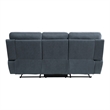 Pemberly Row 85 Inch Manual Reclining Sofa in Blue Microfiber Solid Wood