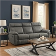 Pemberly Row 84 Inch Manual Reclining Sofa in Gray Microfiber Solid Wood