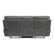 Pemberly Row 84 Inch Manual Reclining Sofa in Gray Microfiber Solid Wood