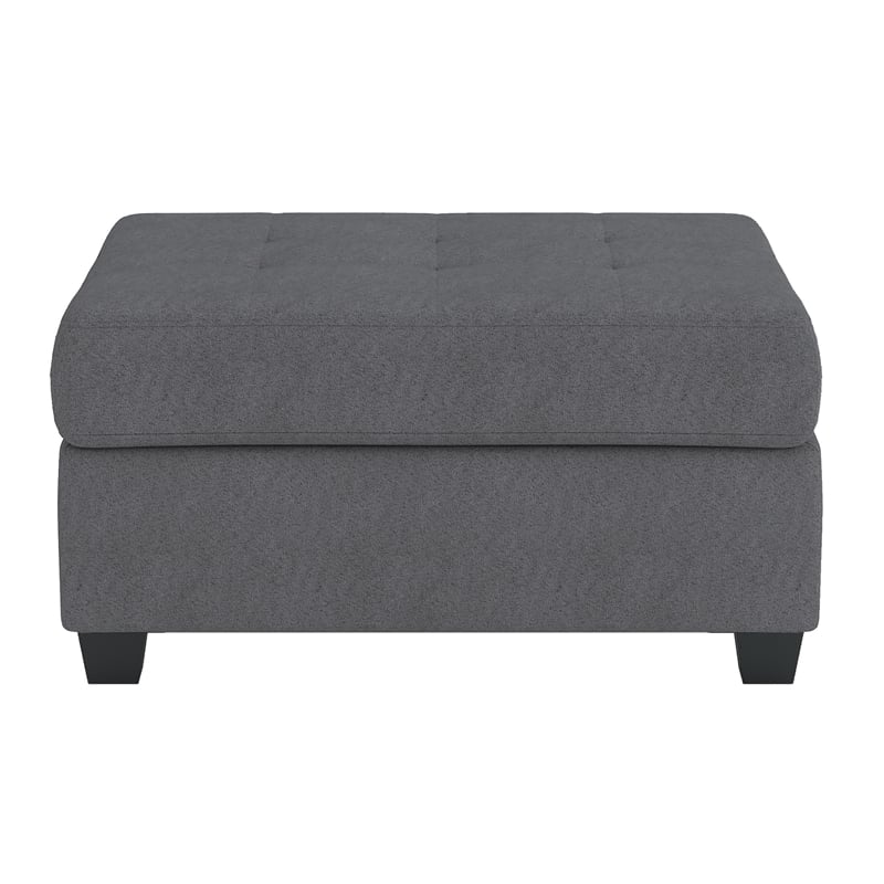 Pemberly Row 33 Inch Ottoman in Dark Gray Microfiber Interior Storage Wood