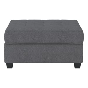 Pemberly Row 33 Inch Ottoman in Dark Gray Microfiber Interior Storage Wood