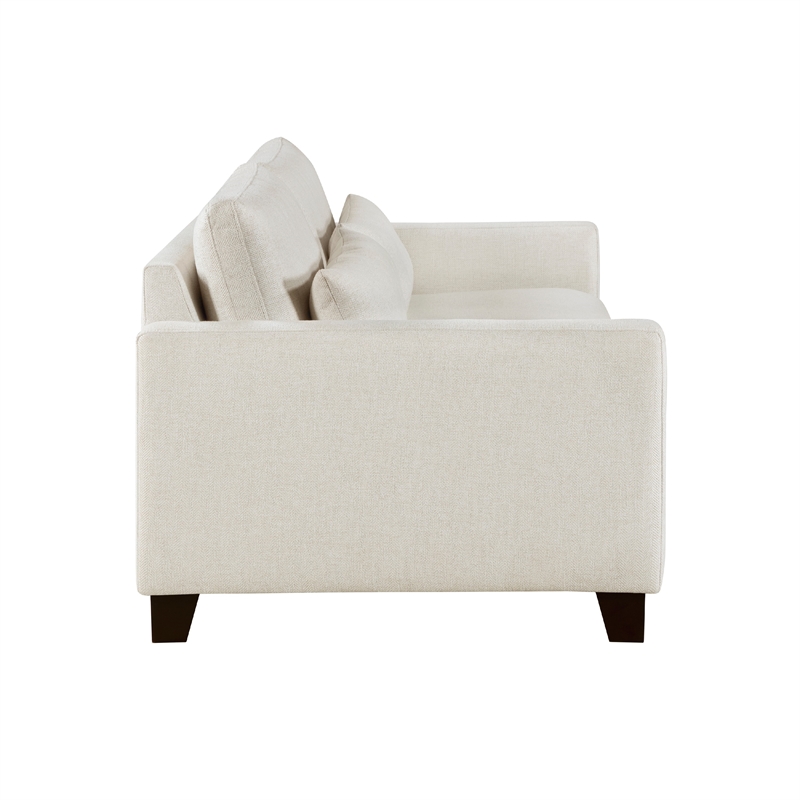 Pemberly Row 89 Inch Sofa with 2 Lumbar Pillows in Ivory Fabric