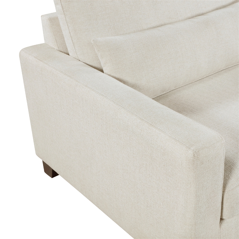 Pemberly Row 89 Inch Sofa with 2 Lumbar Pillows in Ivory Fabric