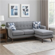 Pemberly Row 87 Inch Reversible L Shape Sofa with Chaise in Gray Chenille