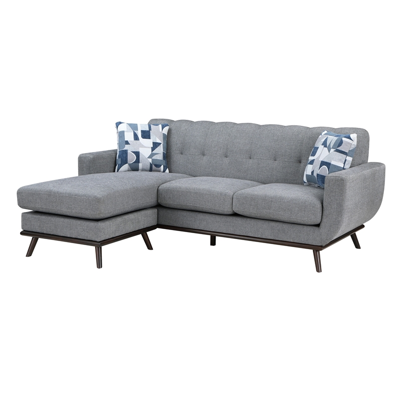 Pemberly Row 87 Inch Reversible L Shape Sofa with Chaise in Gray Chenille