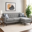 Pemberly Row 87 Inch Reversible L Shape Sofa with Chaise in Gray Chenille