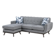 Pemberly Row 87 Inch Reversible L Shape Sofa with Chaise in Gray Chenille