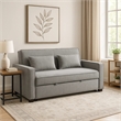Pemberly Row 77 Inch Sofa with Pull Out Bed in Gray Polyester 2 Pillows