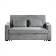 Pemberly Row 77 Inch Sofa with Pull Out Bed in Gray Polyester 2 Pillows