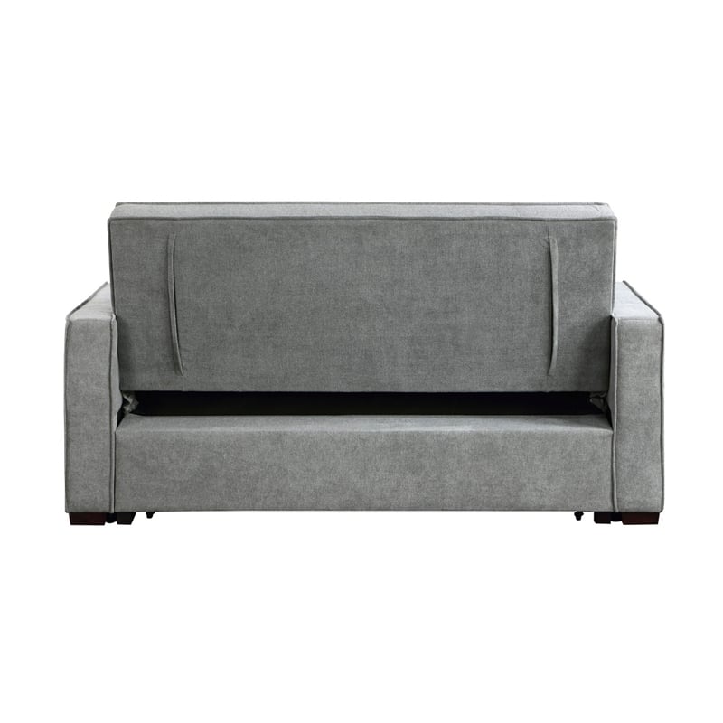 Pemberly Row 77 Inch Sofa with Pull Out Bed in Gray Polyester 2 Pillows
