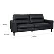 Pemberly Row 76 Inch Sofa in Black Top Grain and Faux Leather Solid Wood