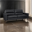 Pemberly Row 76 Inch Sofa in Black Top Grain and Faux Leather Solid Wood