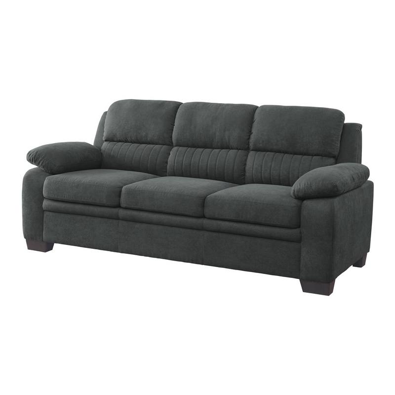 Pemberly Row 80 Inch Sofa in Dark Gray Polyester Foam Cushioned Solid Wood