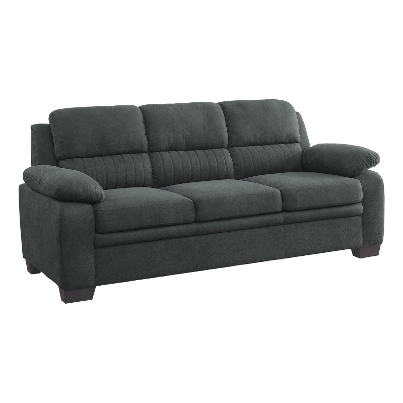 Pemberly Row 80 Inch Sofa in Dark Gray Polyester Foam Cushioned Solid Wood