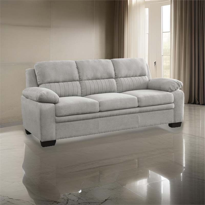 Pemberly Row 80 Inch Sofa in Gray Polyester Foam Cushioned Solid Wood Frame