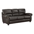 Pemberly Row 84 Inch Sofa in Dark Brown Top Grain and Faux Leather Wood