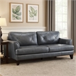 Pemberly Row 88 Inch Sofa in Gray Top Grain and Split Leather Solid Wood