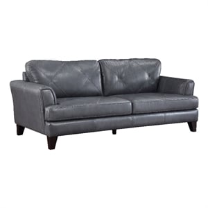Pemberly Row 88 Inch Sofa in Gray Top Grain and Split Leather Solid Wood
