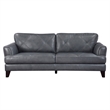 Pemberly Row 88 Inch Sofa in Gray Top Grain and Split Leather Solid Wood