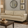 Pemberly Row 88 Inch Sofa in Cream Top Grain and Split Leather Solid Wood