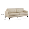 Pemberly Row 88 Inch Sofa in Cream Top Grain and Split Leather Solid Wood