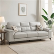 Pemberly Row 89 Inch Sofa in Light Gray Top Grain and Faux Leather Metal