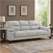 Pemberly Row 89 Inch Sofa in Light Gray Top Grain and Faux Leather Metal