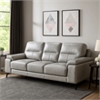 Pemberly Row 89 Inch Sofa in Light Gray Top Grain and Faux Leather Metal