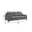 Pemberly Row 89 Inch Sofa in Dark Gray Top Grain Leather Foam Cushions