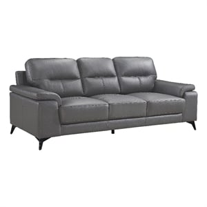 Pemberly Row 89 Inch Sofa in Dark Gray Top Grain Leather Foam Cushions