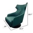 Pemberly Row 35 Inch Swivel Accent Chair Tall Back Green Leather Upholstery