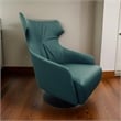 Pemberly Row 35 Inch Swivel Accent Chair Tall Back Green Leather Upholstery