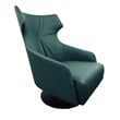 Pemberly Row 35 Inch Swivel Accent Chair Tall Back Green Leather Upholstery