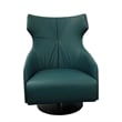 Pemberly Row 35 Inch Swivel Accent Chair Tall Back Green Leather Upholstery