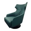 Pemberly Row 35 Inch Swivel Accent Chair Tall Back Green Leather Upholstery