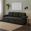 Pemberly Row Pull Out Sleeper Sofa Bed Tufted Cushions in Dark Gray Fabric