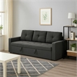 Pemberly Row Pull Out Sleeper Sofa Bed Tufted Cushions in Dark Gray Fabric