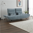 Pemberly Row Adjustable Depth Power Reclining Sofa 2 Pillows Blue Chenille