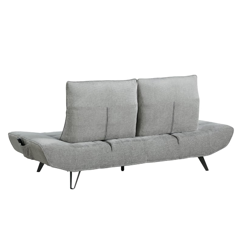 Pemberly Row Adjustable Depth Power Reclining Sofa 2 Pillows Gray Chenille