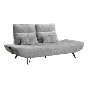 Pemberly Row Adjustable Depth Power Reclining Sofa 2 Pillows Gray Chenille