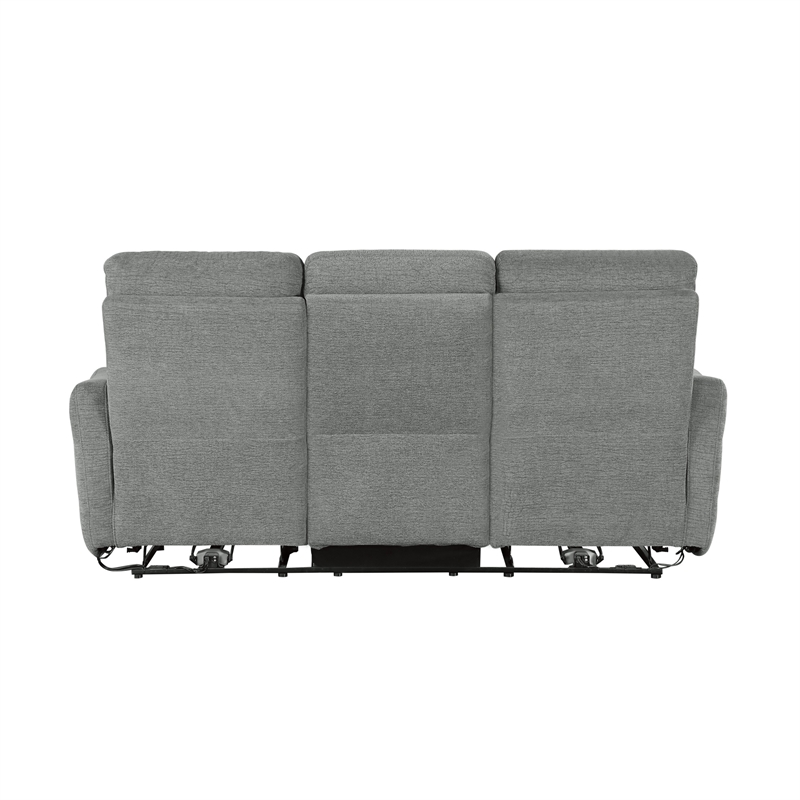 Pemberly Row Power Double Reclining Sofa with USB Lay Flat Dove Gray Chenille