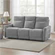 Pemberly Row Power Double Reclining Sofa with USB Lay Flat Dove Gray Chenille