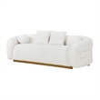 Pemberly Row 93 Inch Sofa with 4 Accent Pillows in White Sherpa Gold Base