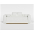 Pemberly Row 93 Inch Sofa with 4 Accent Pillows in White Sherpa Gold Base