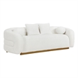 Pemberly Row 93 Inch Sofa with 4 Accent Pillows in White Sherpa Gold Base