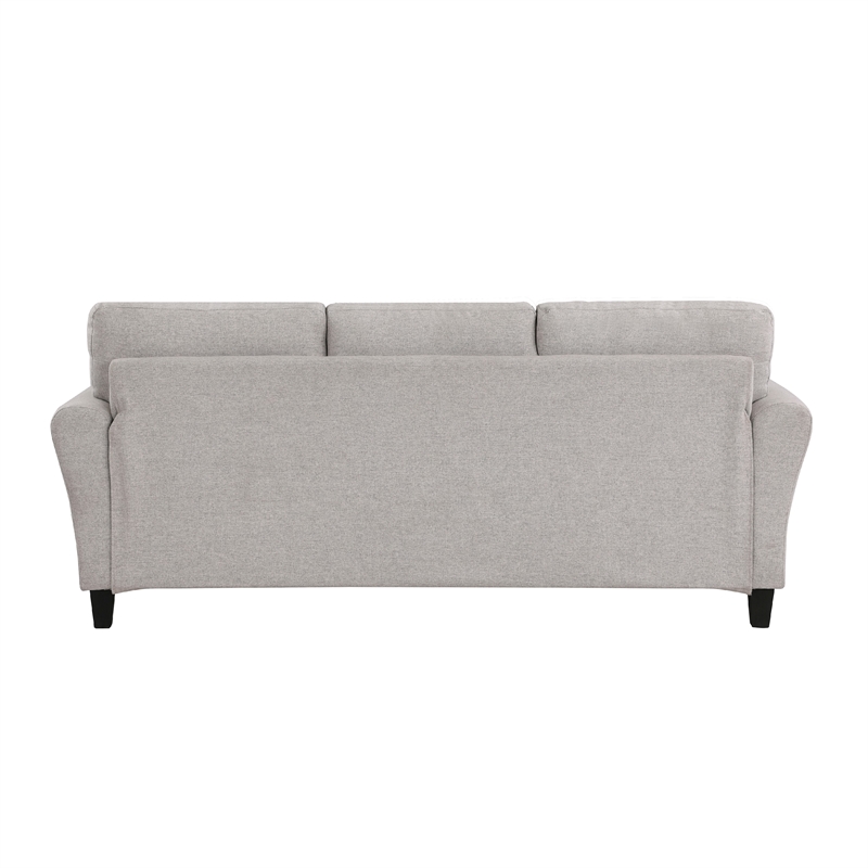 Pemberly Row 81 Inch Sofa in Gray Chenille Fabric with Round Flared Armrests