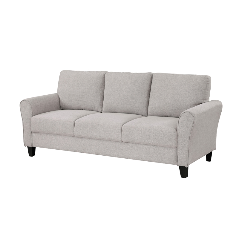 Pemberly Row 81 Inch Sofa in Gray Chenille Fabric with Round Flared Armrests