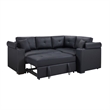 Pemberly Row Sectional Sleeper Sofa 2 Pillows USB Charger Black Faux Leather
